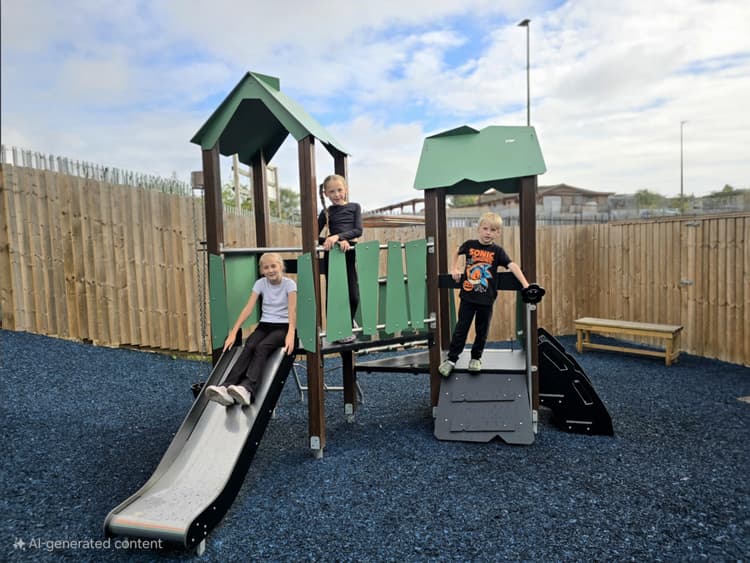 Outdoor play frame at Buddies Play Den soft play centre in Clay Cross.