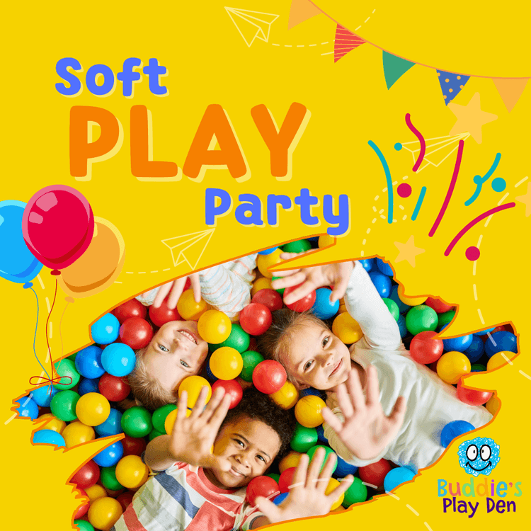 Children enjoying a soft play birthday party at Buddies Play Den in Clay Cross.